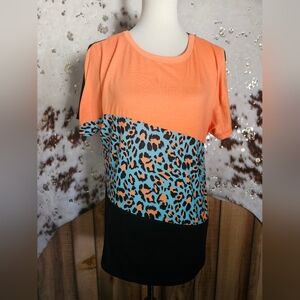 Colorblock Leopard Print Women's Top
